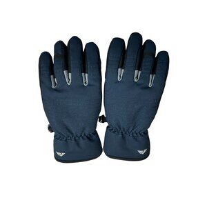 Kids Waterproof Winter Gloves Black & Navy Insulated Adjustable Straps Full Fing